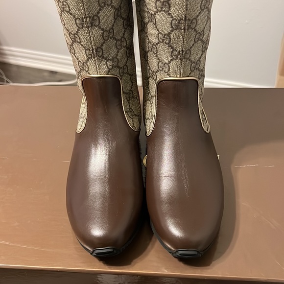 Gucci GG Monogram Leather/Canvas Boots - Picture 5 of 12
